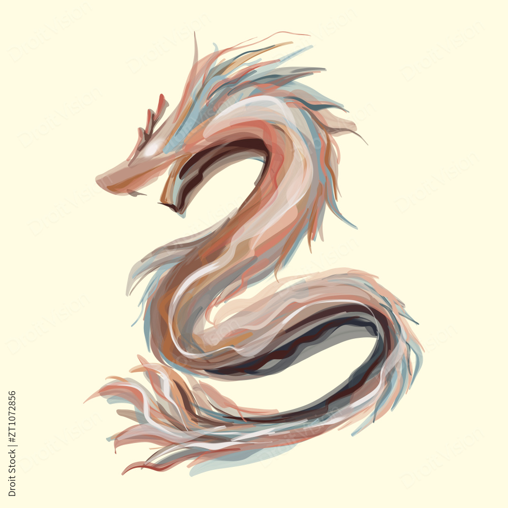 手绘涂鸦风龙形象装饰画图片