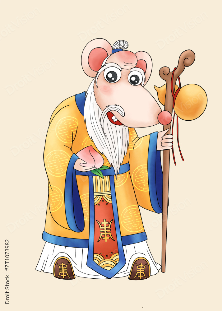 国潮鼠年寿星图片