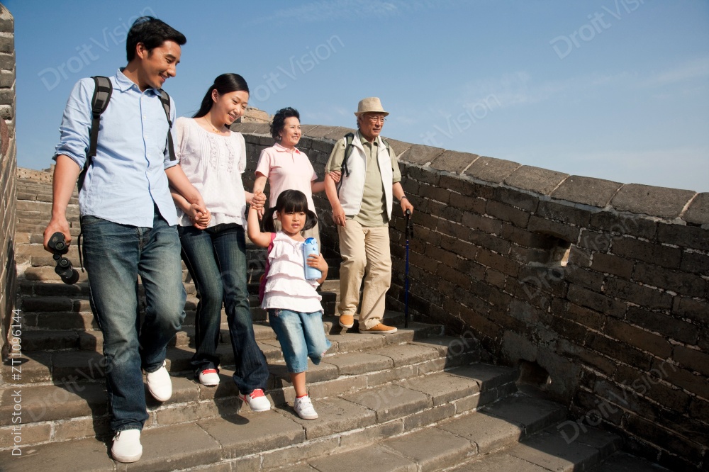 一家人游长城图片