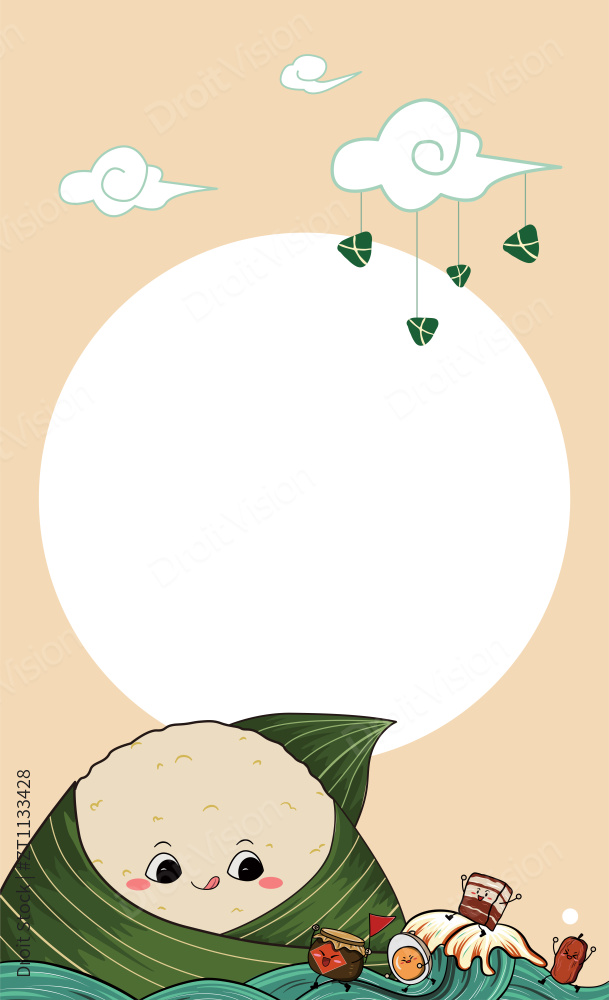 端午节龙舟粽子插画图片