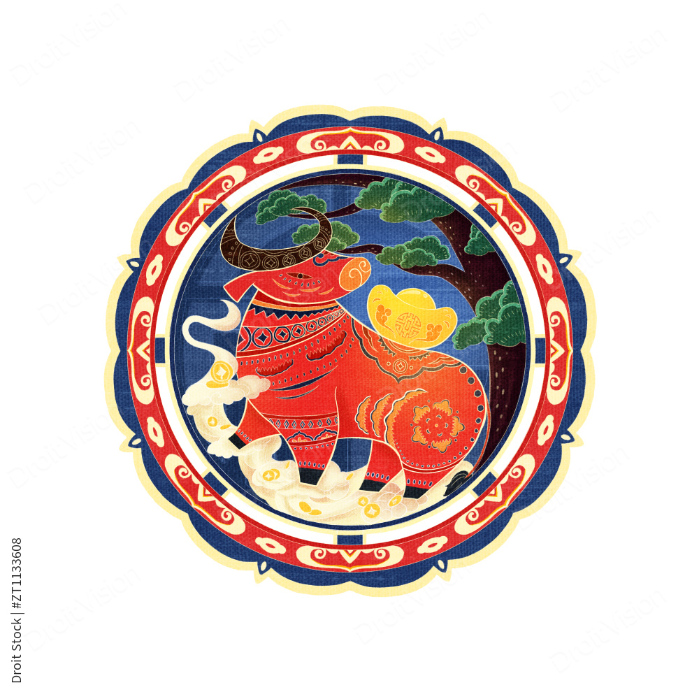 牛年牛转新运剪纸画图片