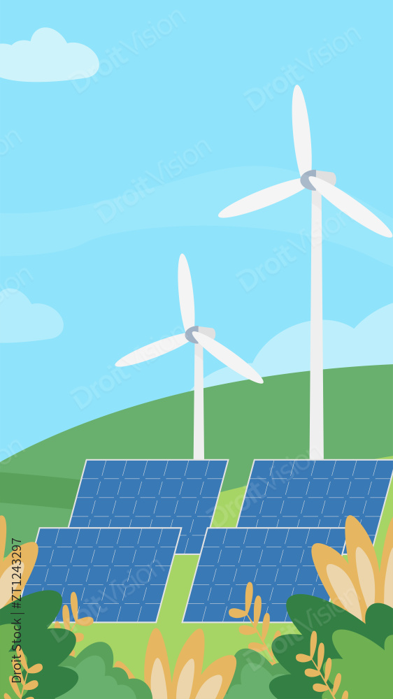 绿色光伏新能源插画图片