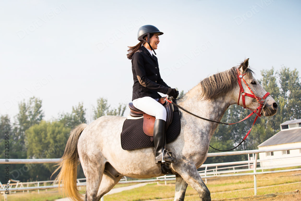 年轻女子骑马图片