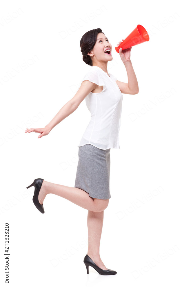 商务女士呐喊图片