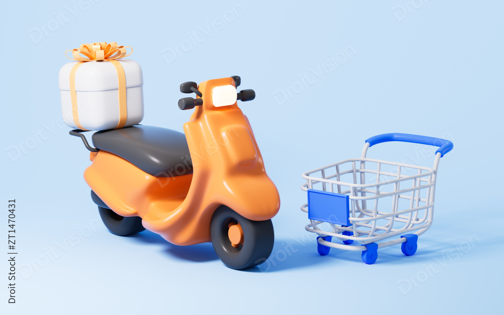 购物与物流配送3D渲染图片