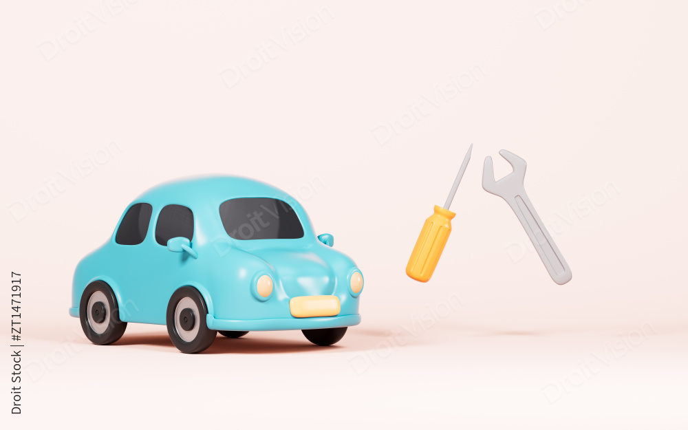 汽车修理概念图3D渲染图片