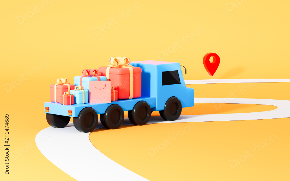 购物与物流运输3D渲染图片