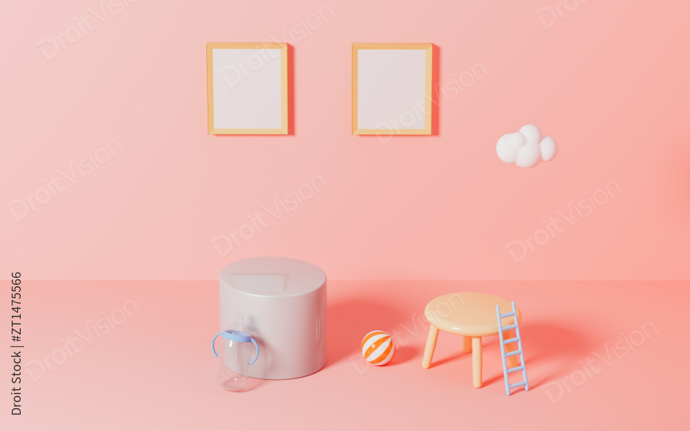 创意展示台与公告板3D渲染图片