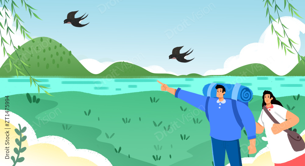 卡通手绘清明节插画图片