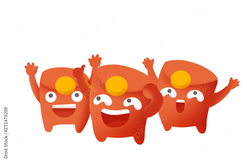 卡通手绘红包人物喜庆节日推广促销庆祝插画图片