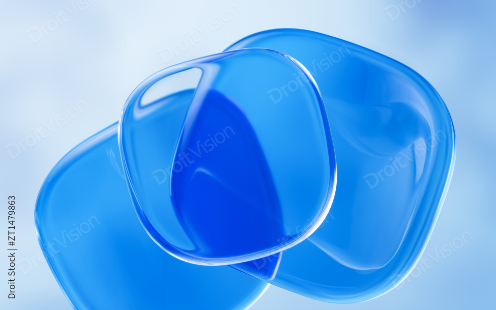 抽象透明玻璃几何体3D渲染图片