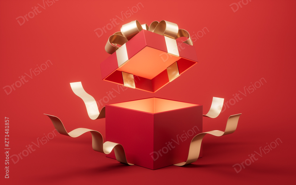 开启的礼盒3D渲染图片