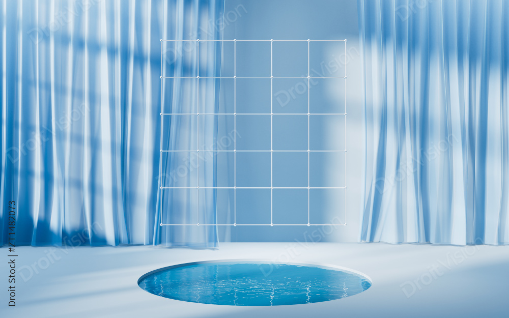 创意几何体室内空间3D渲染图片