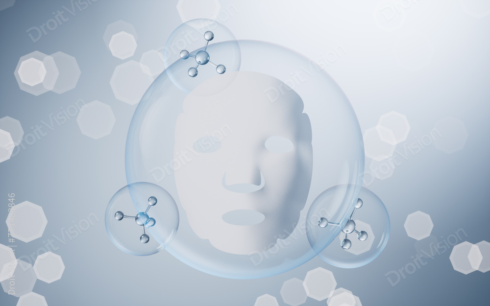 面膜与蓝色背景3D渲染图片