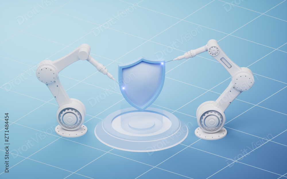 机械臂与智能制造概念3D渲染图片