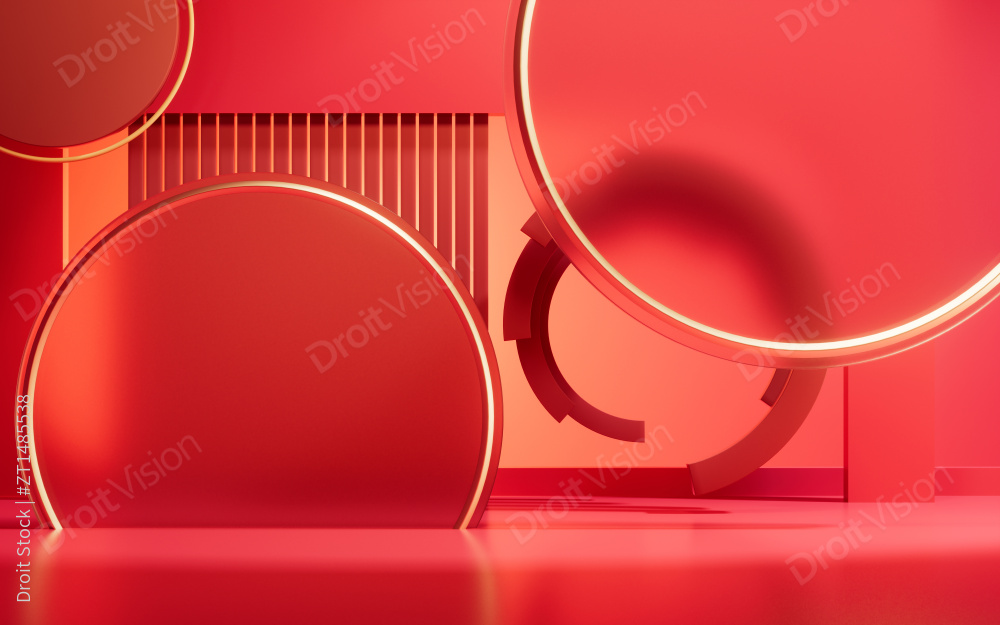 创意几何体室内空间3D渲染图片