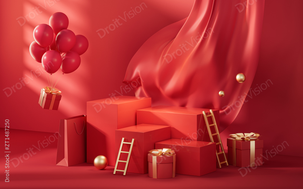 创意物品展示台3D渲染图片