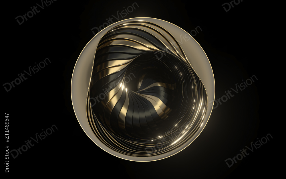 黑色背景下的抽象曲线 3D渲染图片