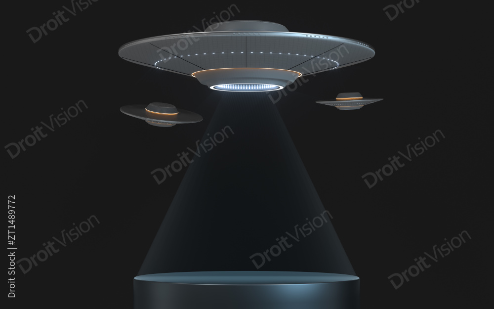 科幻感的飞碟 3D渲染图片