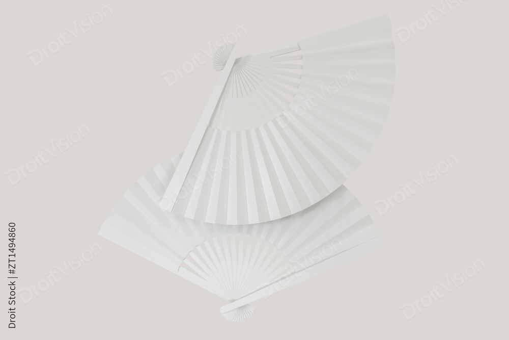 传统空白扇面设计背景 三维渲染图片