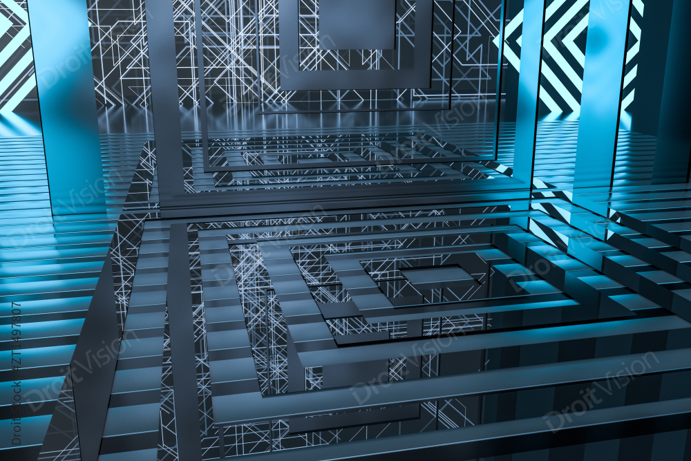 黑暗环境中的豪华房间 三维渲染图片