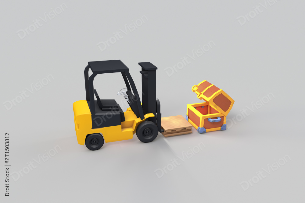 三维建模，起重机上的宝箱图片