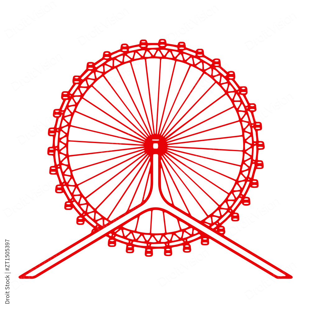 剪纸风格摩天轮插画图片