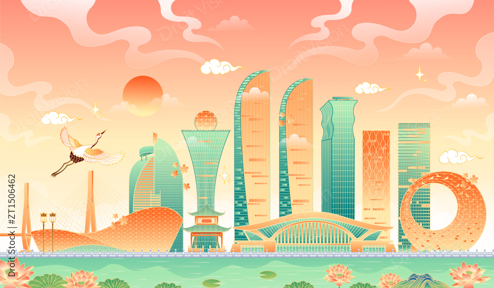 厦门地标建筑矢量插画图片