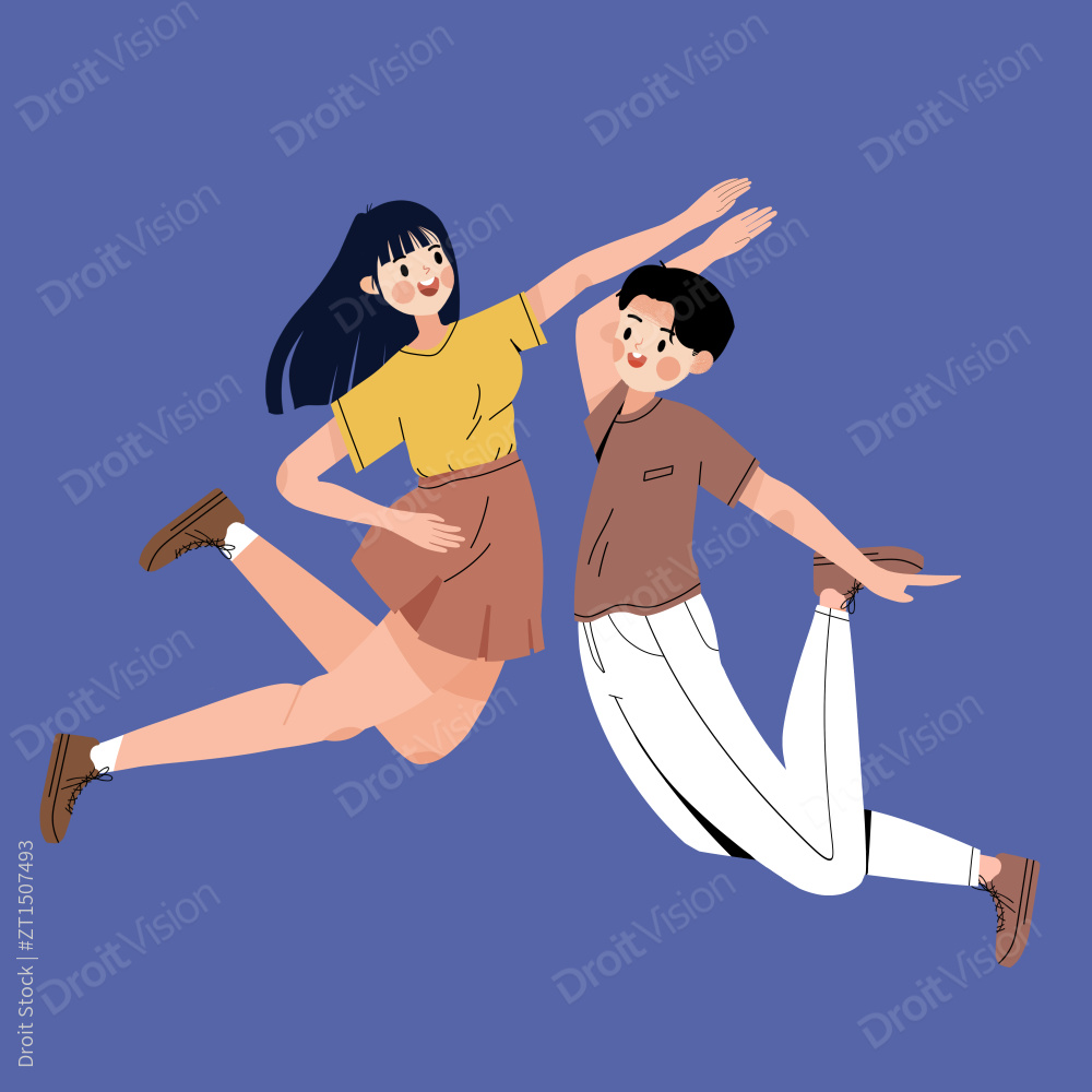 欢呼跳跃庆祝取得胜利的青年男女图片