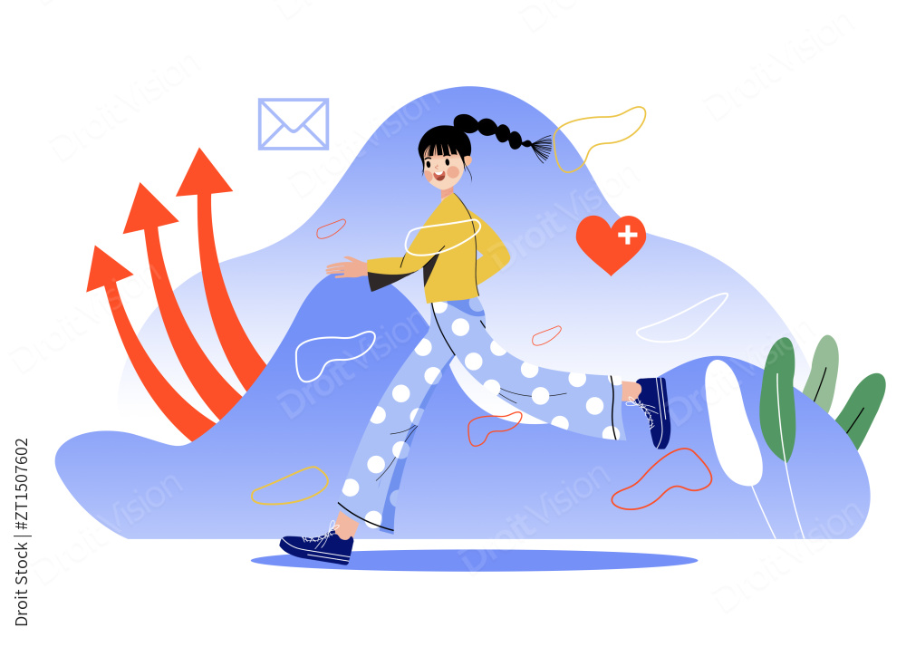 跑步运动健身卡通插画图片