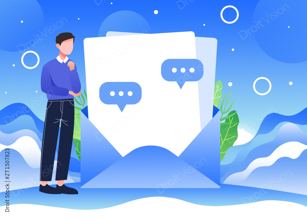 商务合作线上办公卡通插画图片