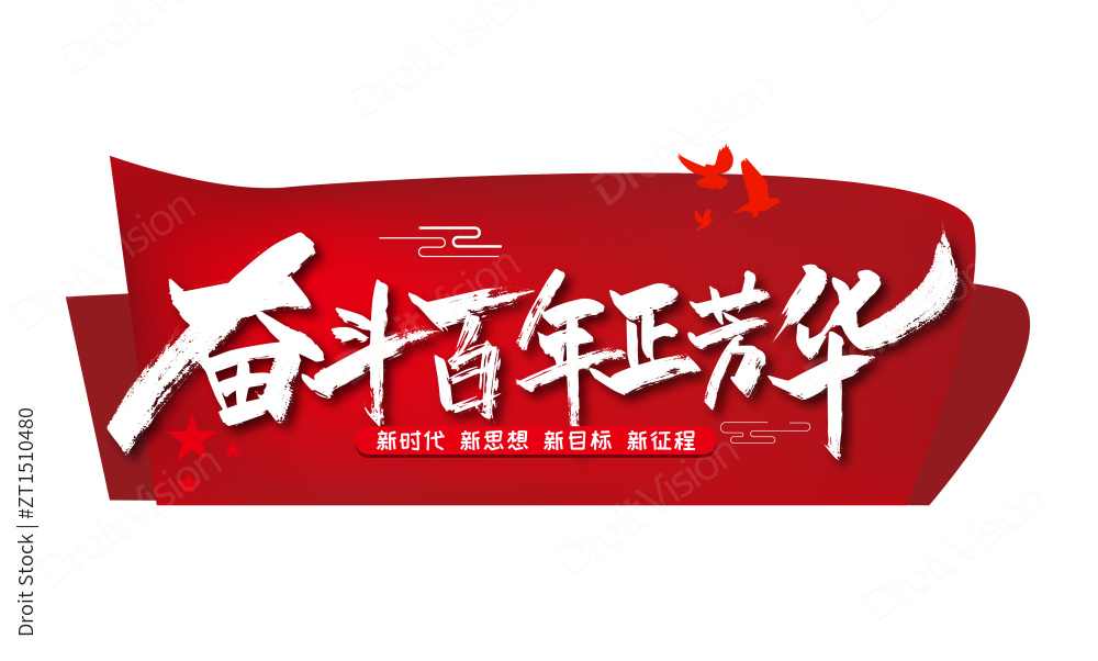 手写大气奋斗百年正芳华艺术字图片