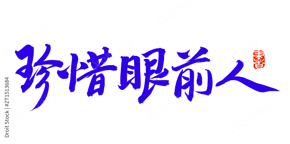 手书手写汉字书法字体珍惜眼前人图片