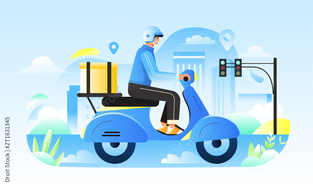 外卖快递员送货图片