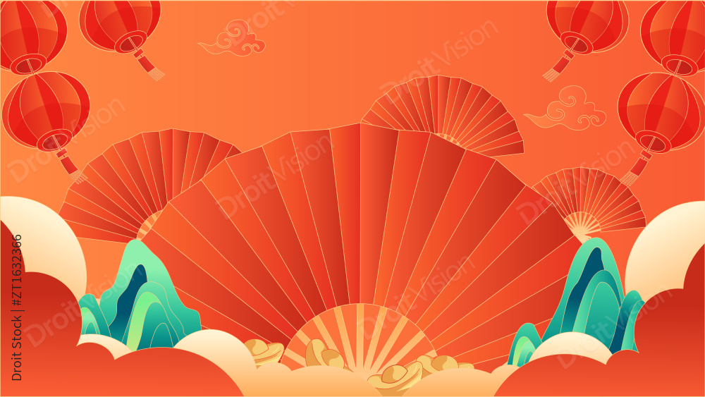 过年背景插画图片