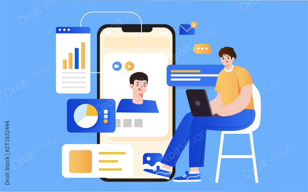 在线视频办公插画图片