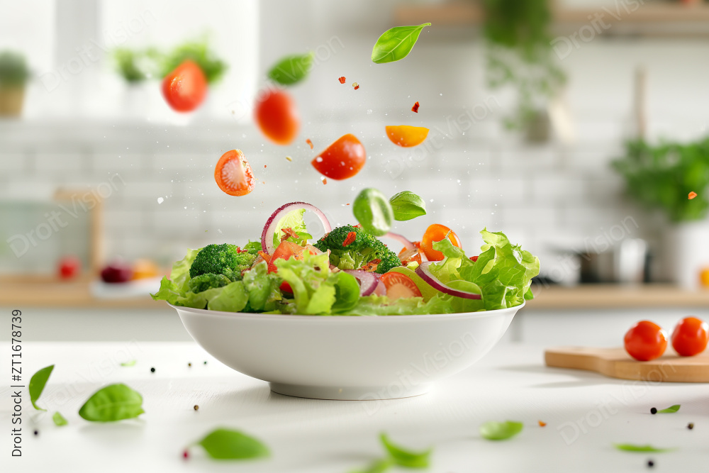 碗里的沙拉里面有西红柿和洋葱图片