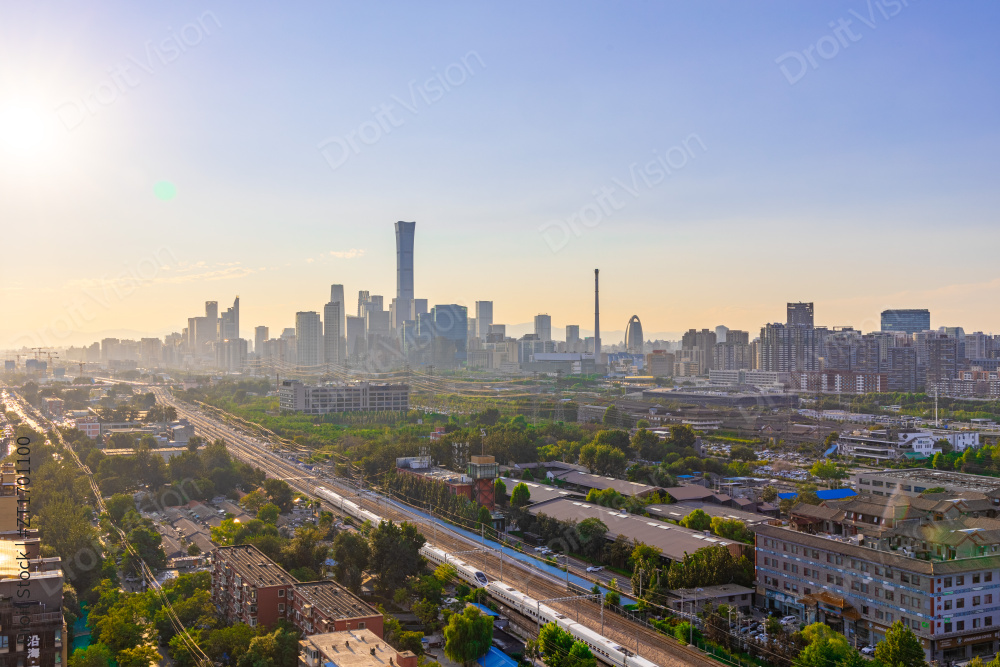 北京国贸CBD中央商务区夕阳风光图片
