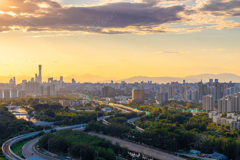 在通州远眺国贸CBD中央商务区中国尊图片