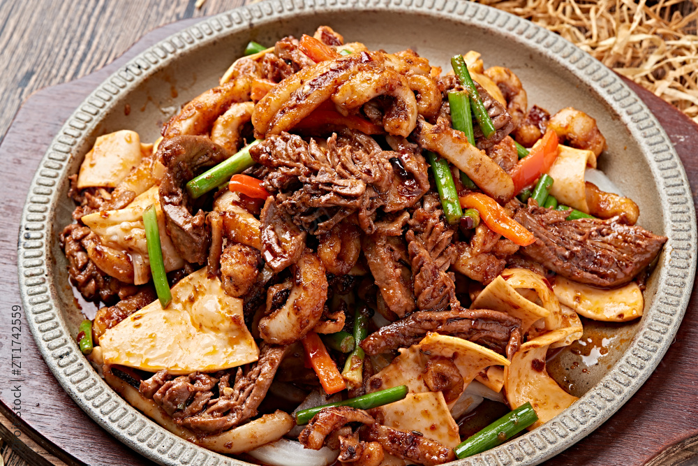 铁板酱爆鱿鱼腰花黄喉图片