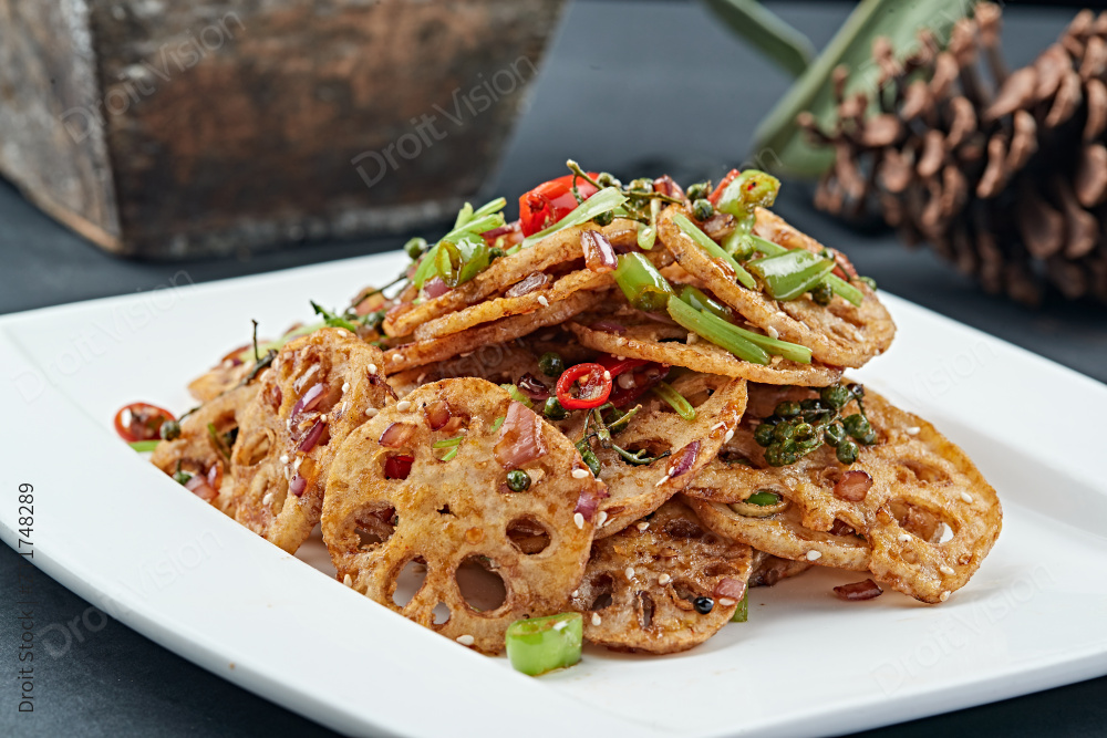 藤椒湘味小炒莲藕片图片