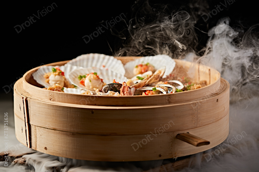 笼屉香蒸蒜蓉香辣海鲜大咖图片