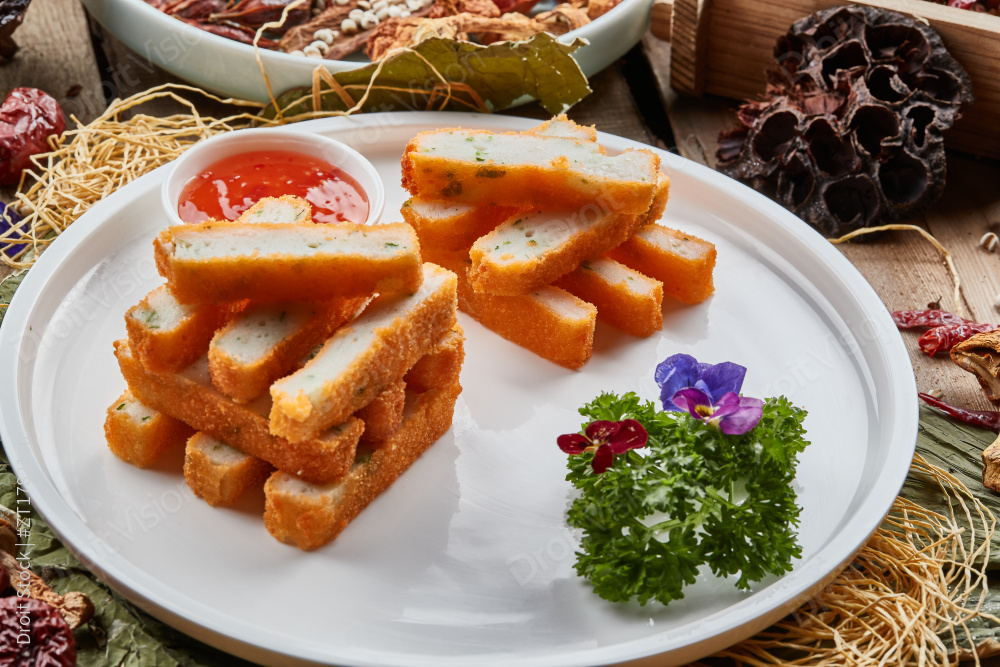 油炸鱼薯泥条图片