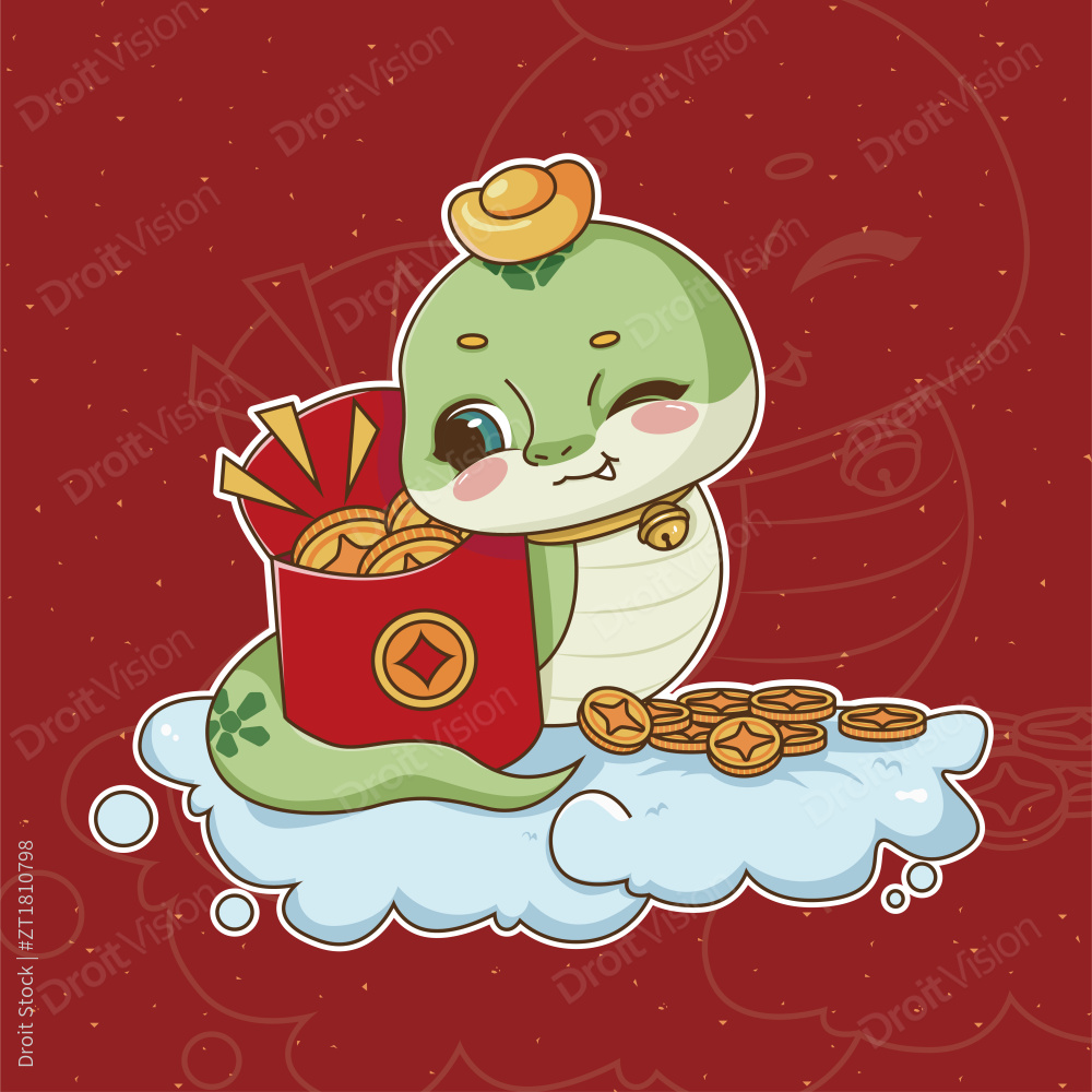蛇年卡通吉祥物插画图片