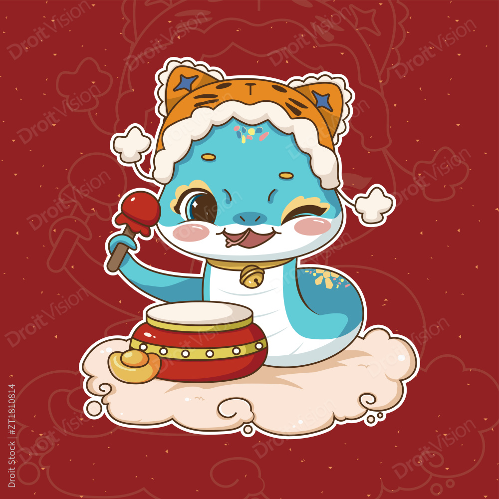 蛇年卡通吉祥物插画图片