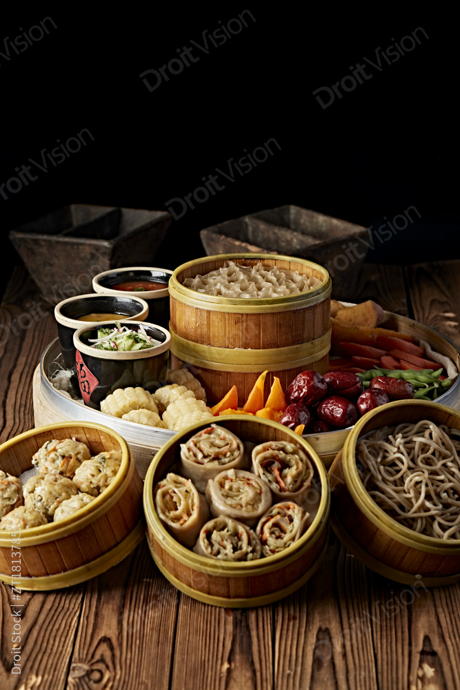 霸王蒸莜面配蘸酱蒸蔬菜图片