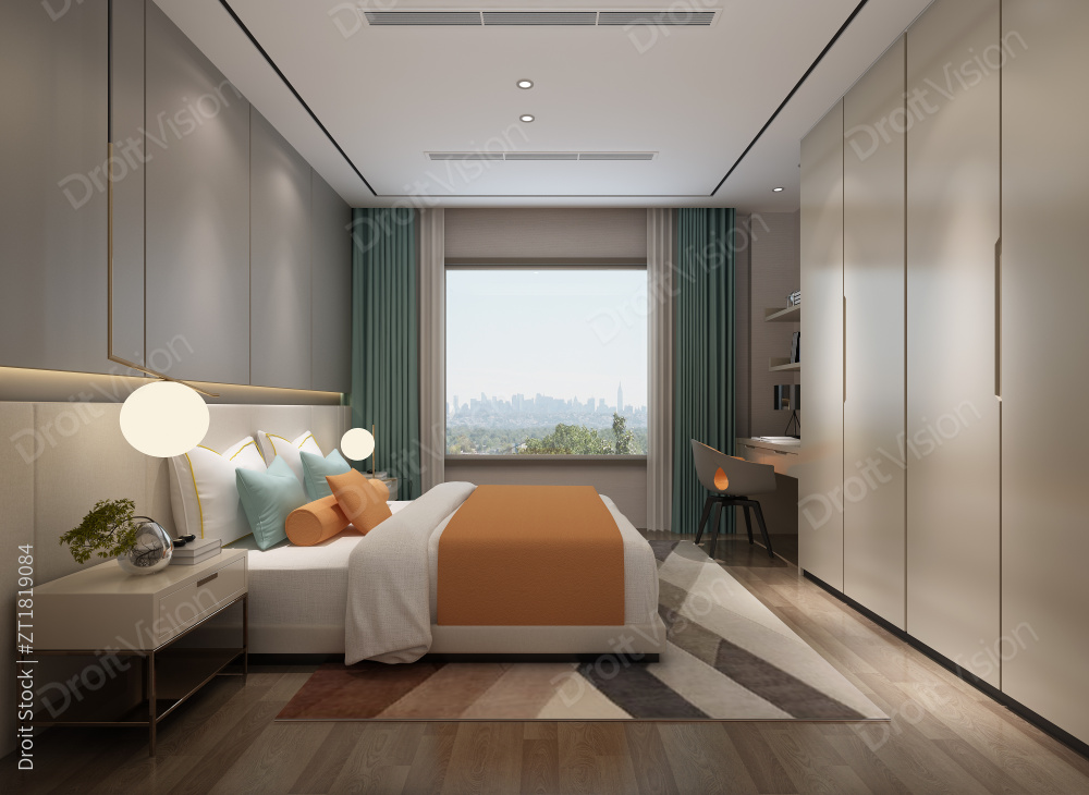 卧室-家居设计中的重要部分，它不仅关乎睡眠环境的舒适度，还影响着心理感受和生活质量。一个精心设计的卧室能够提供宁静、温馨的氛围，同时满足功能性和美观性的需求。图片