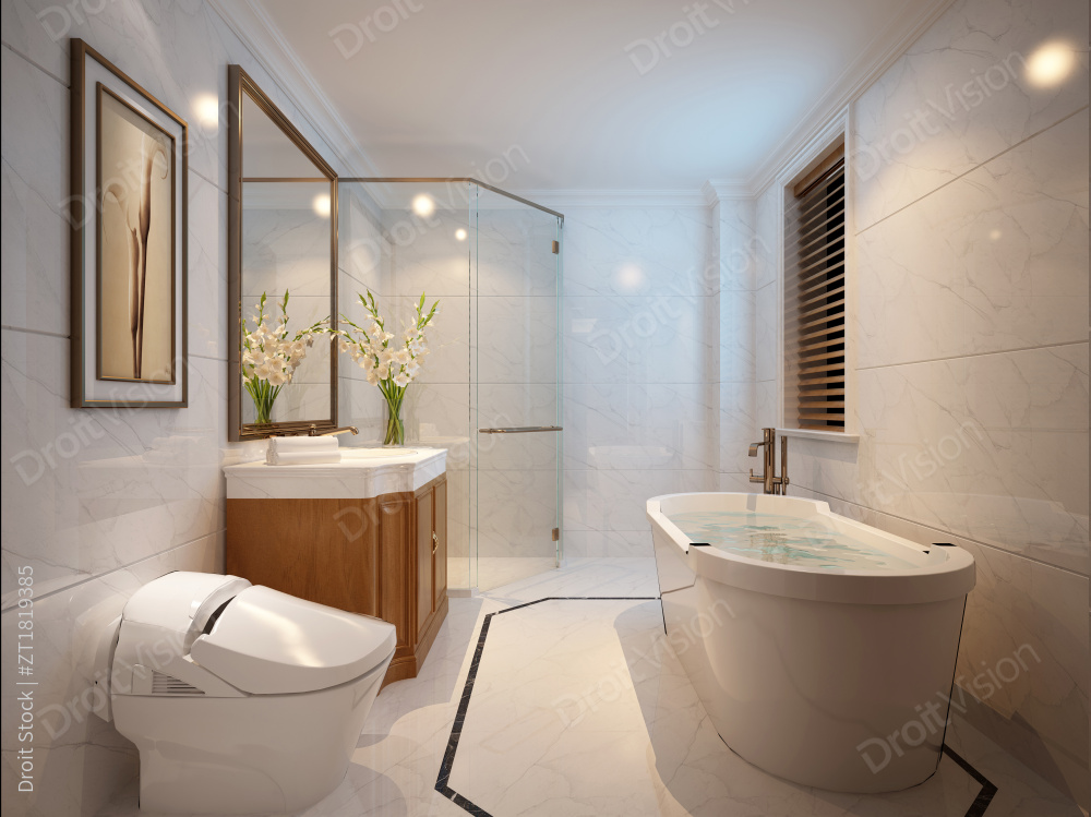 卫浴间：卫浴空间设计的优劣直接影响着生活的便捷性及幸福感，通过合理布局充分利用每一寸空间，即可实现干湿分离的淋浴房，同时拥有出色的收纳设计和高颜值实用性。图片