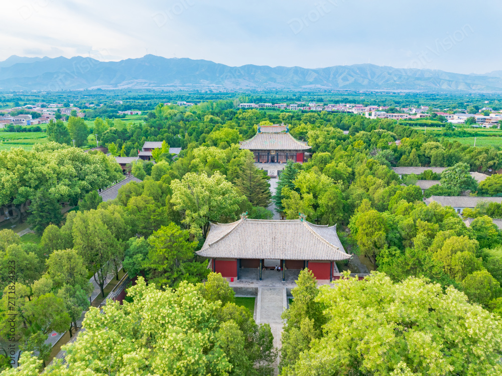 山西运城芮城县永乐宫航拍图片
