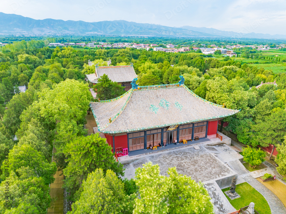 山西运城芮城县永乐宫航拍图片